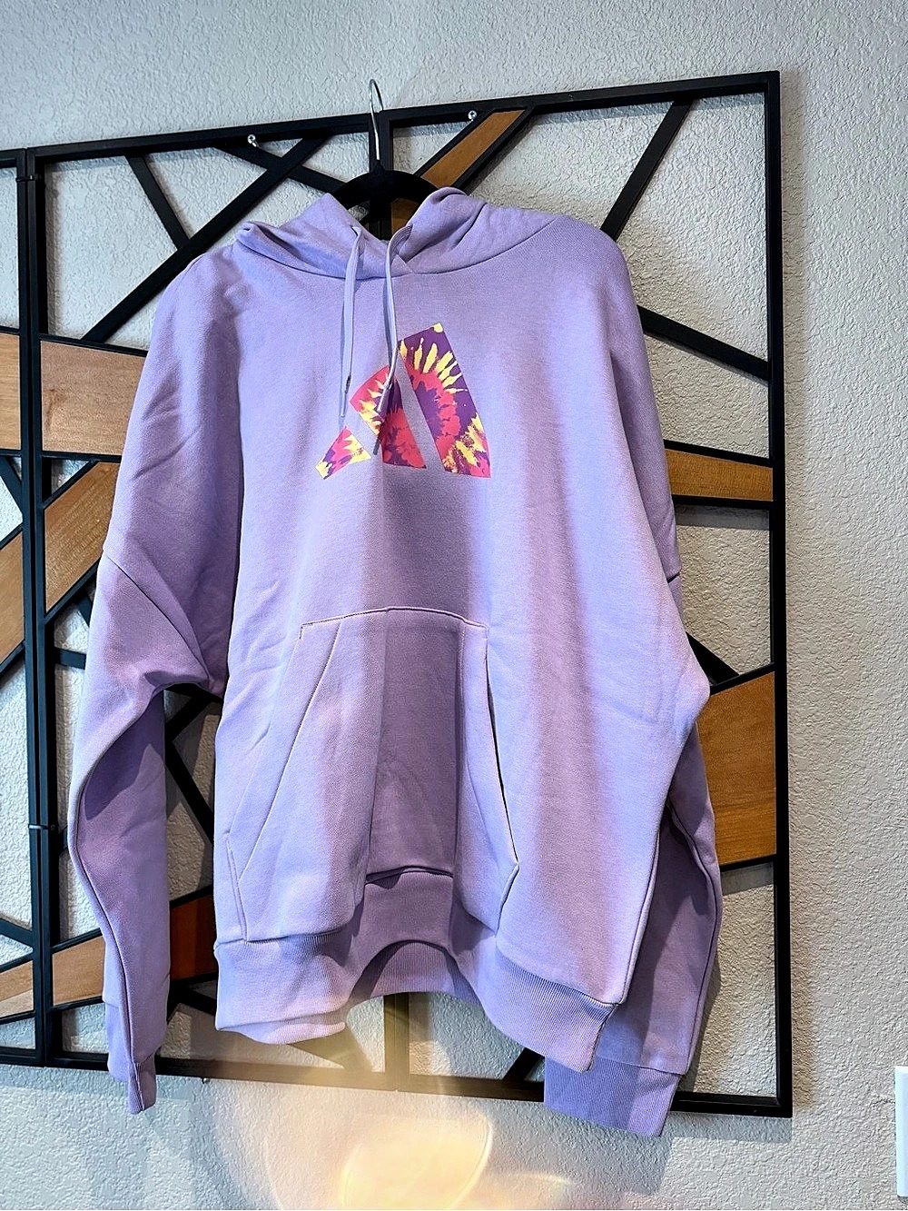 adidas Badge of Sport Tie-Dye Graphic Fleece Hoodie Purple XL